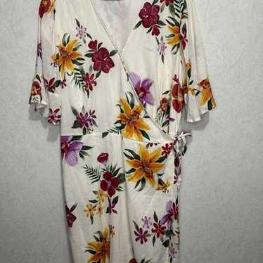 OLD NAVY Floral True Wrap Midi Dress V-Neck Long B