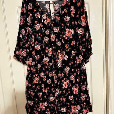 Torrid Black/Pink Long Sleeve Floral Romper