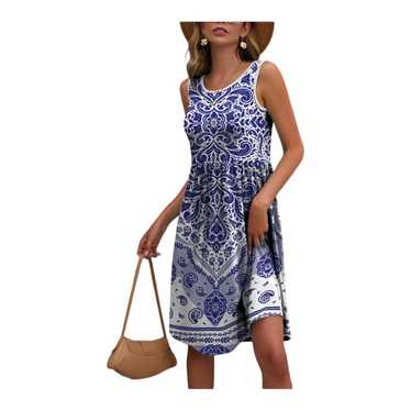 NWOT-IZURIA Stunning white and blue paisley dress,