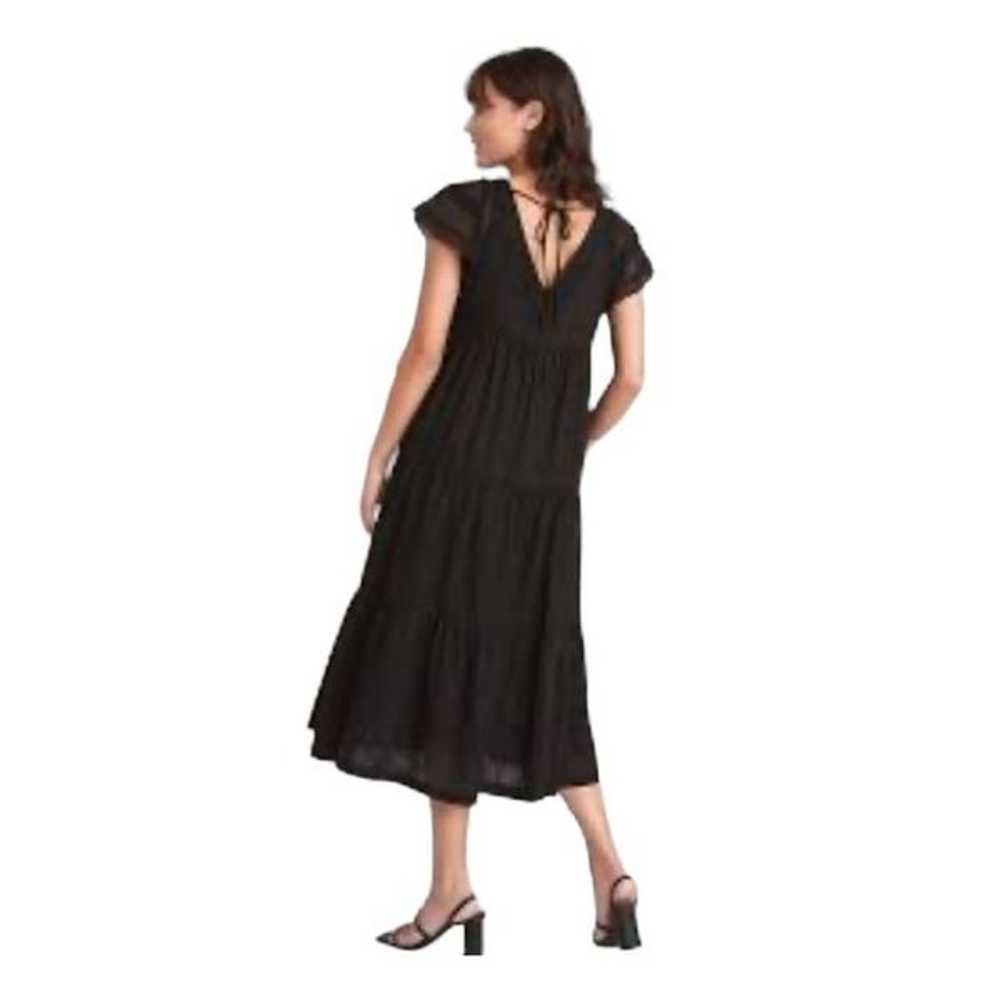 Old Navy Maxi Dress XXL Black Flutter Sleeve Tie … - image 2