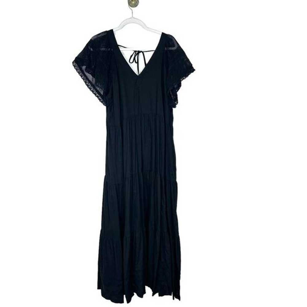 Old Navy Maxi Dress XXL Black Flutter Sleeve Tie … - image 3