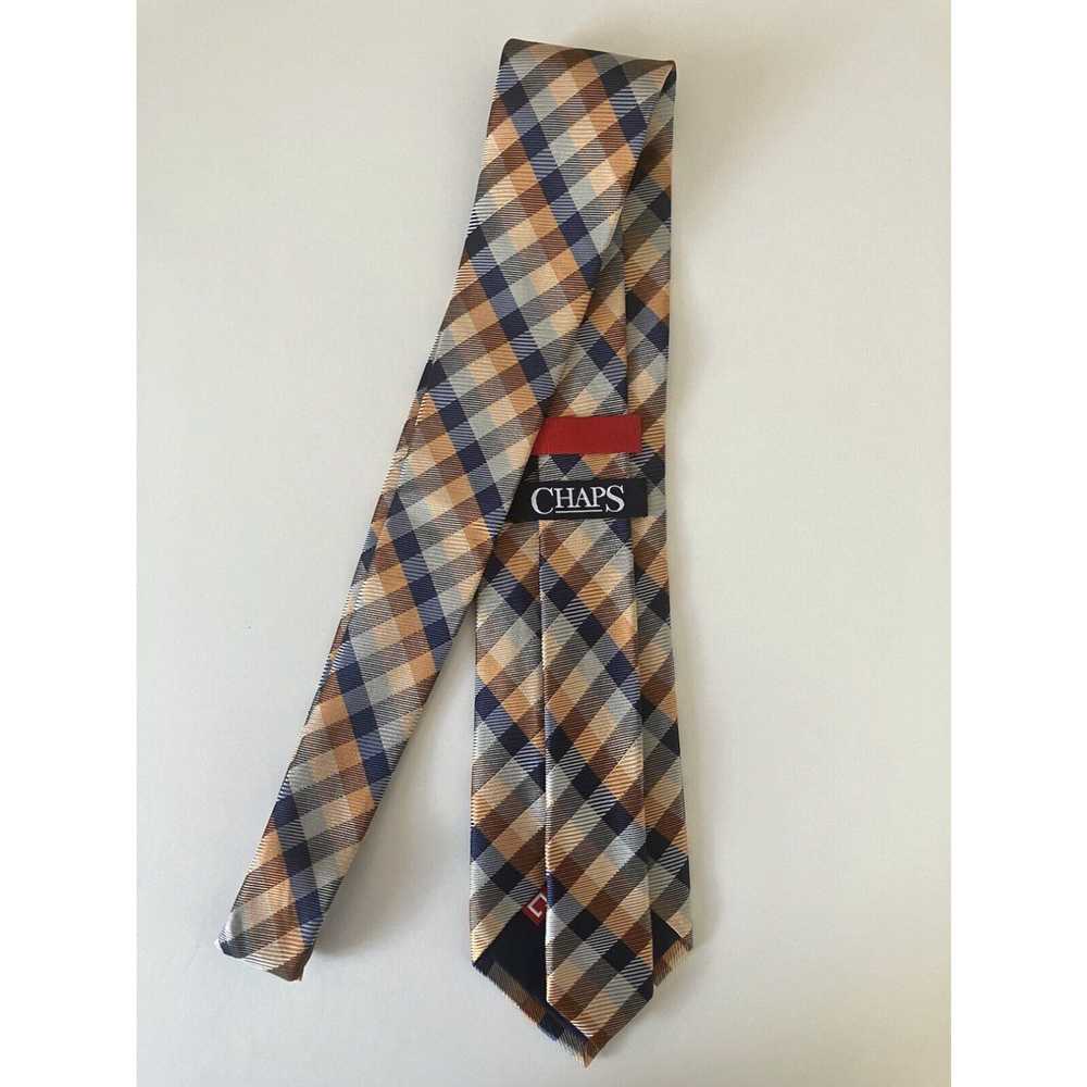 Chaps Chaps Men's Necktie Tie Silk Orange Blue Wh… - image 3