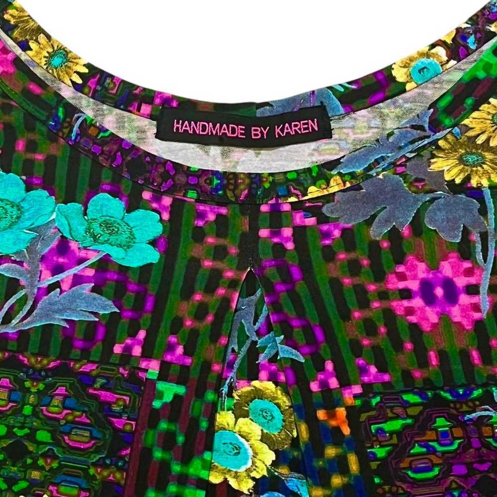 00s Y2K digital floral patterned tunic t-shirt ha… - image 5