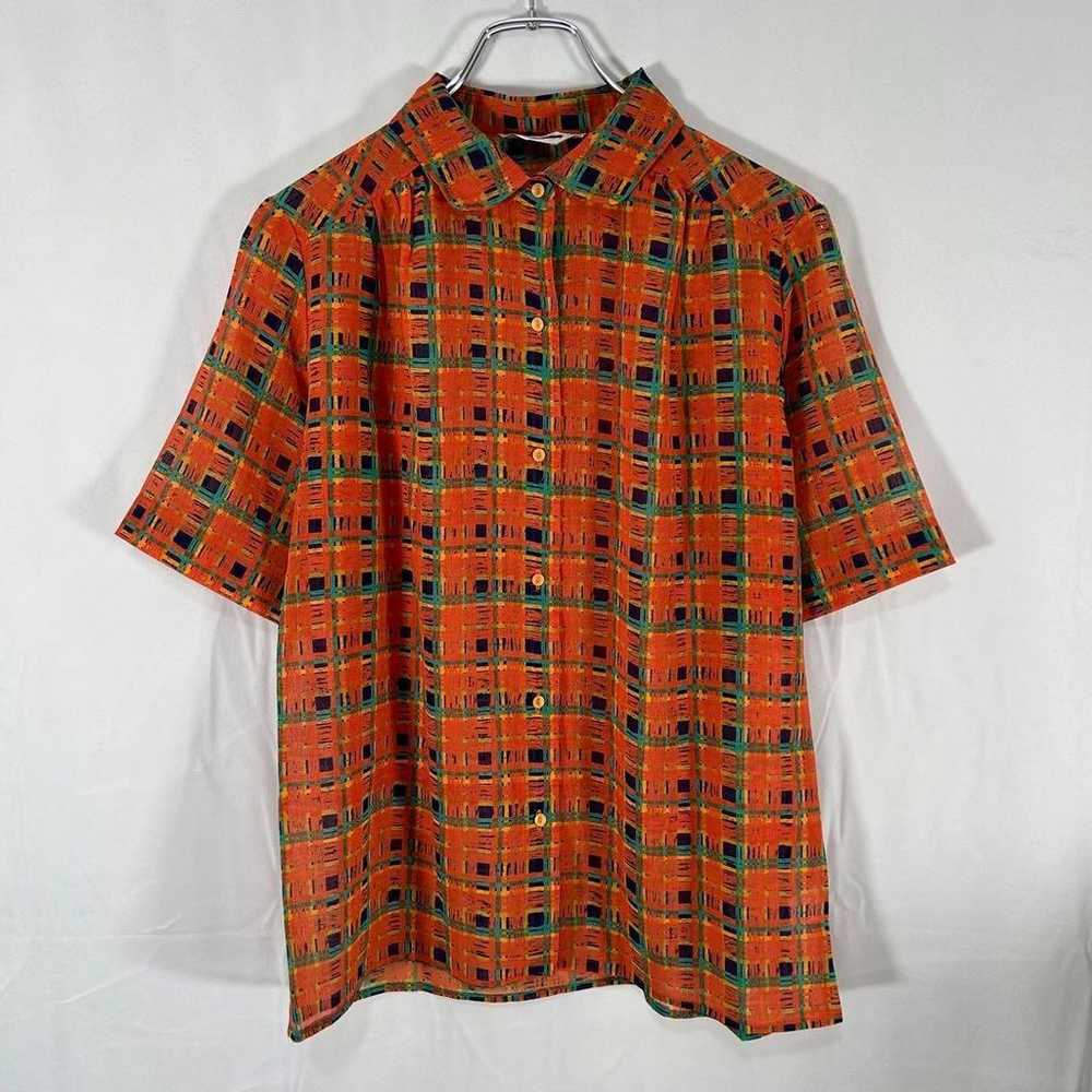 Vintage retro used clothing checkered mosaic patt… - image 2