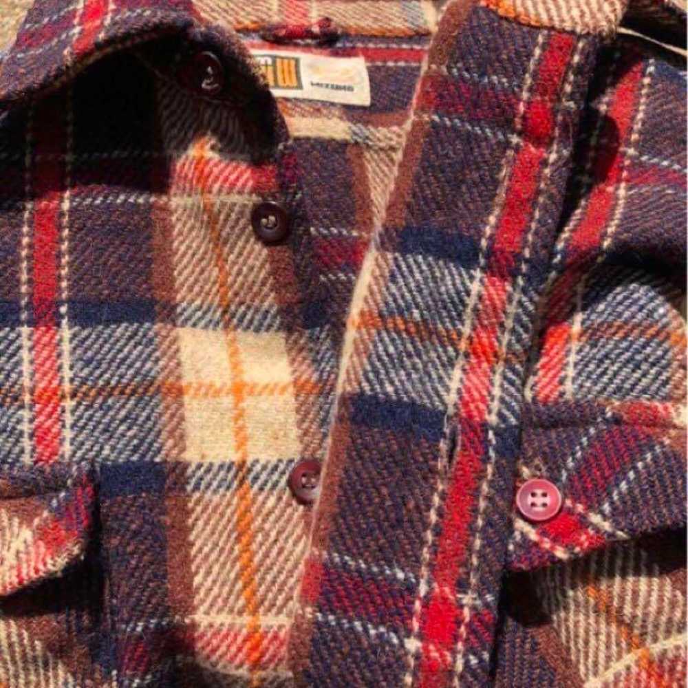 Used wool jacket with flannel shirt and embroider… - image 3