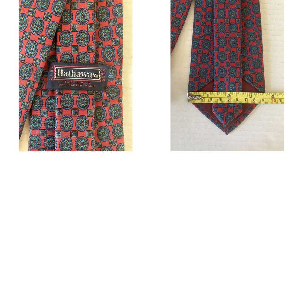 Vintage Hathaway Men's Necktie Tie All Silk Red G… - image 4