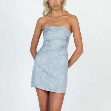 Princess Polly Blue Strapless Satin Dress