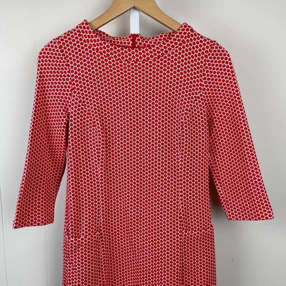 Boden Sarah Jacquard Smart Day Dress Pockets Red … - image 2