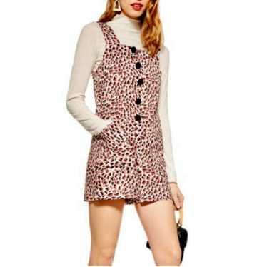 TOPSHOP Abstract Animal Print Linen Blend Romper -