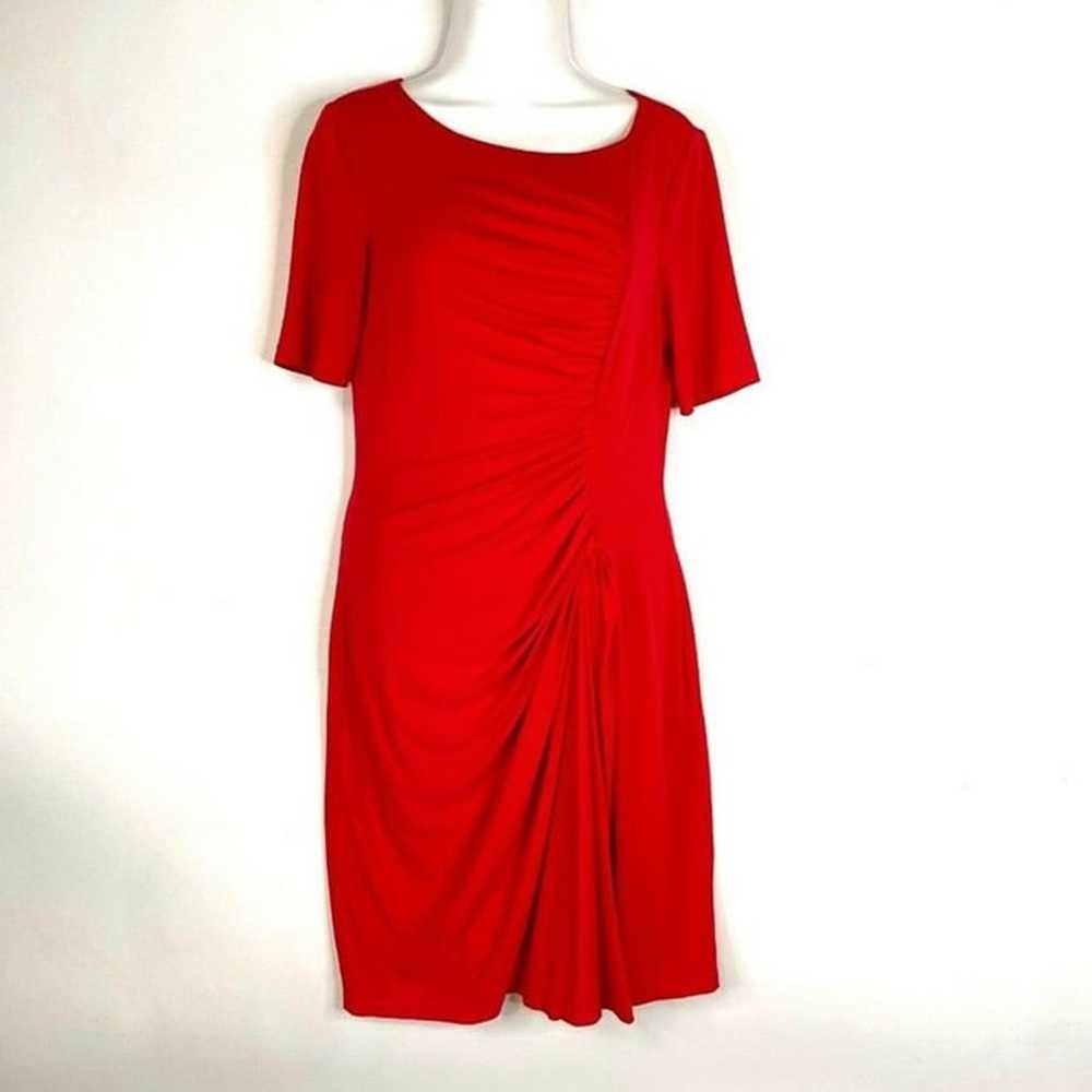 Calvin Klein Red Gathered Ruched Sheath Party Dre… - image 1