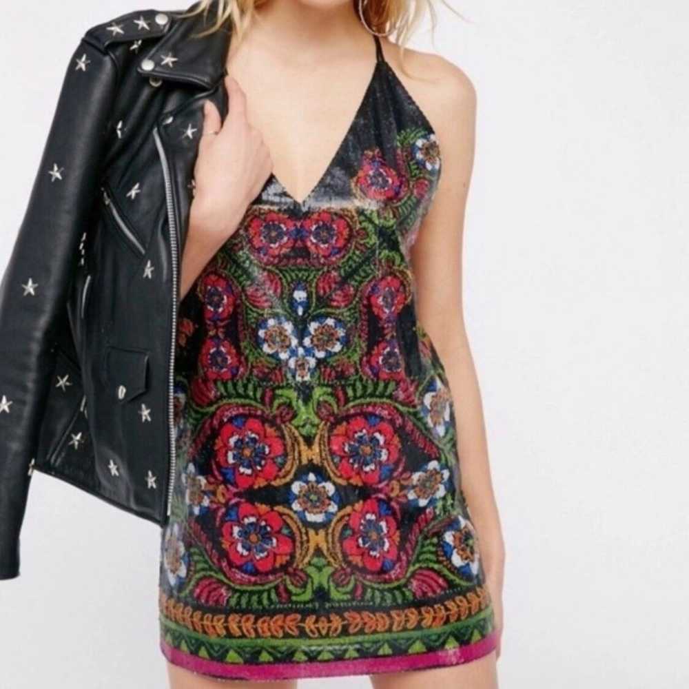 Free People Tangier Floral Summer Dress Sequins - image 1