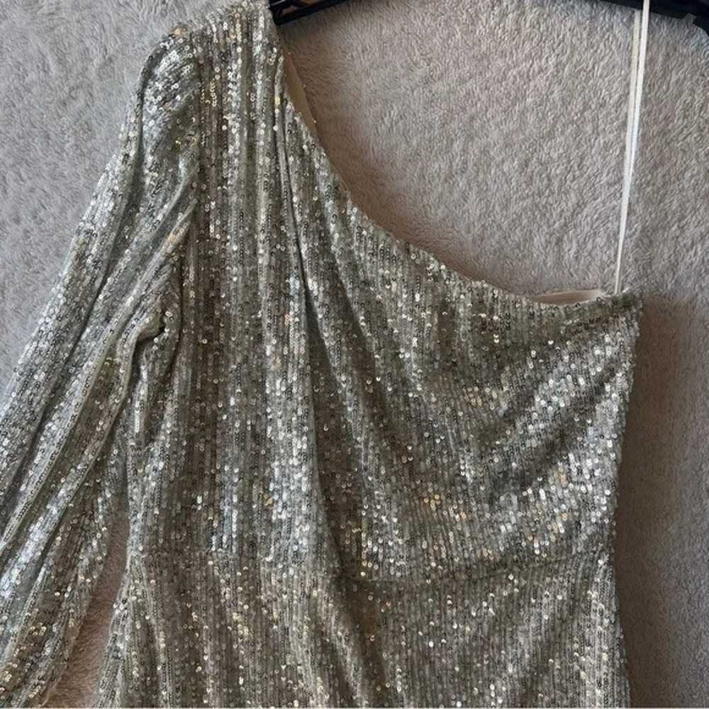 1. State One-Shoulder Long Sleeve Sequin Mini Dre… - image 2