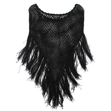 90s Crochet Fringe Poncho (S/M) - image 1