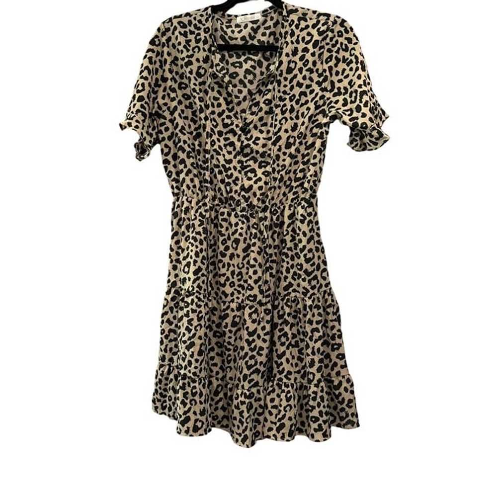 Kirundo Womens M Leopard Print Button Front Tiere… - image 1