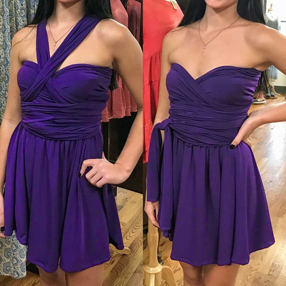 Fun & Flirty Purple Mini Dress, Convertible Infin… - image 1