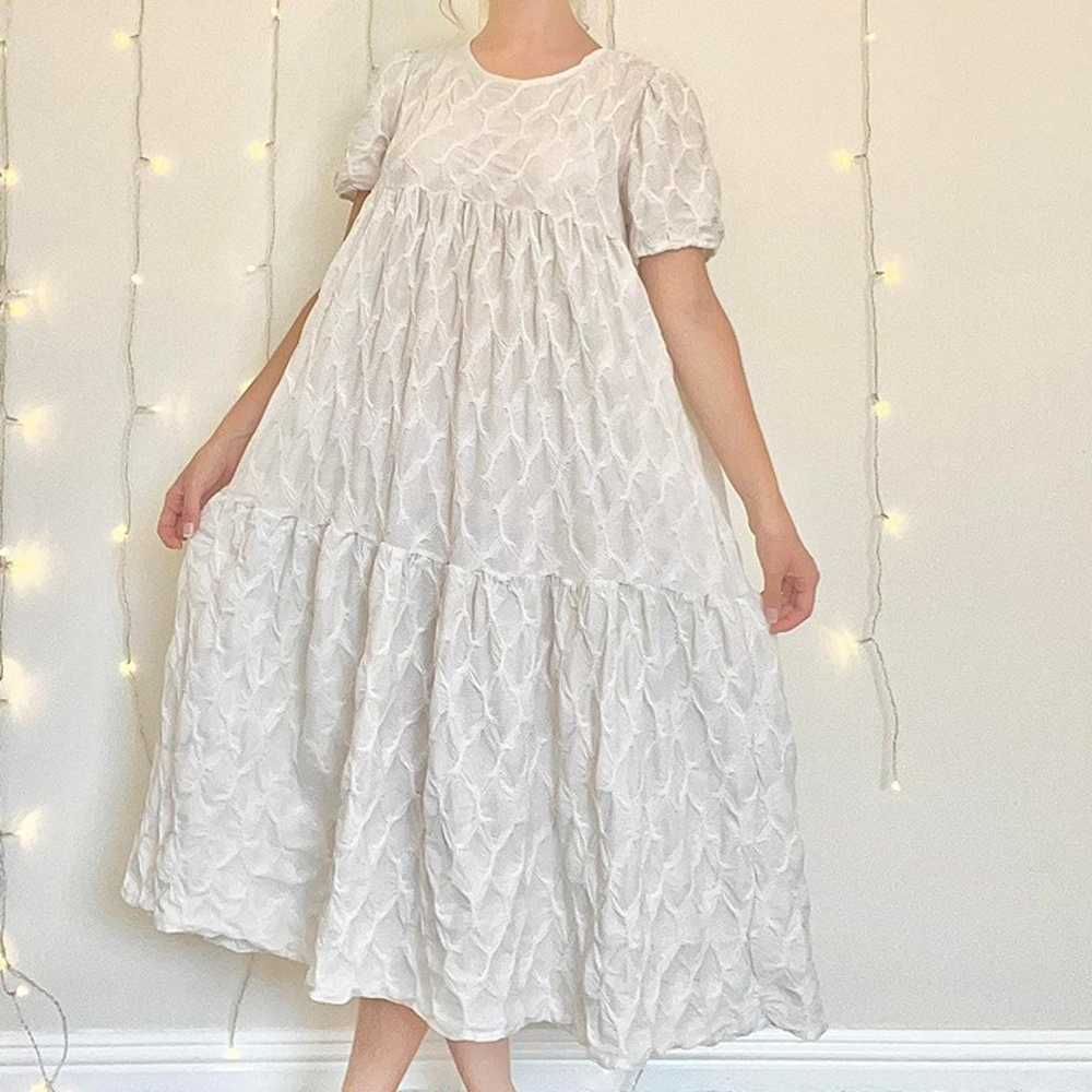 Gorgeous midi white tiered babydoll dress - image 1