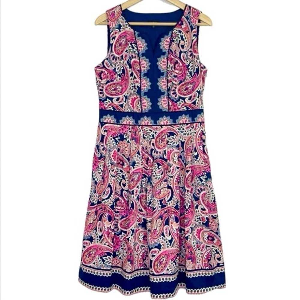 Talbots PAISLEY FIT & FLARE DRESS sz 8 - image 1