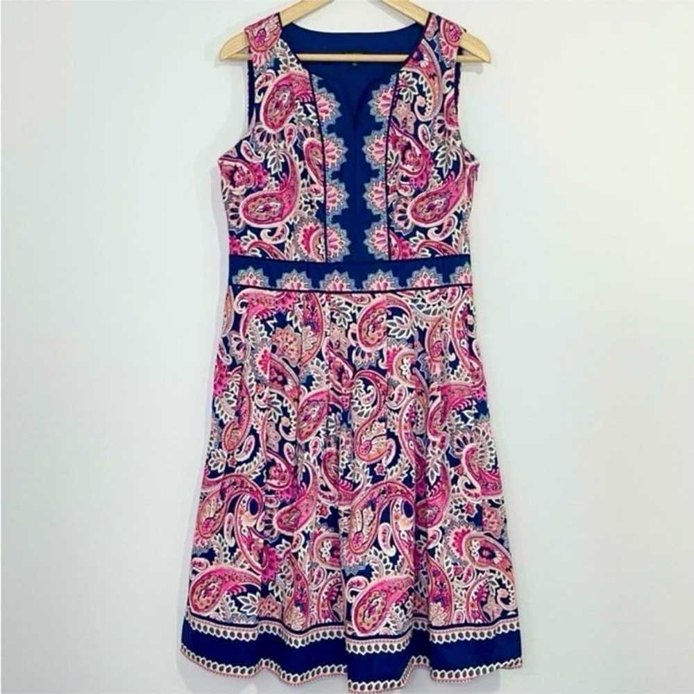 Talbots PAISLEY FIT & FLARE DRESS sz 8 - image 3