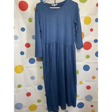 Serengeti Casual Blue Midi Dress size Medium 3/4 … - image 1