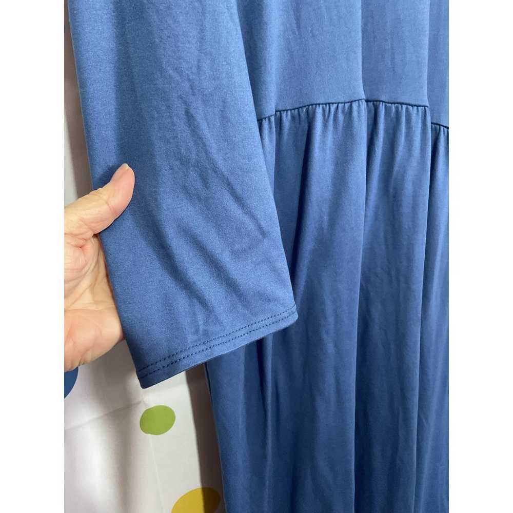 Serengeti Casual Blue Midi Dress size Medium 3/4 … - image 3