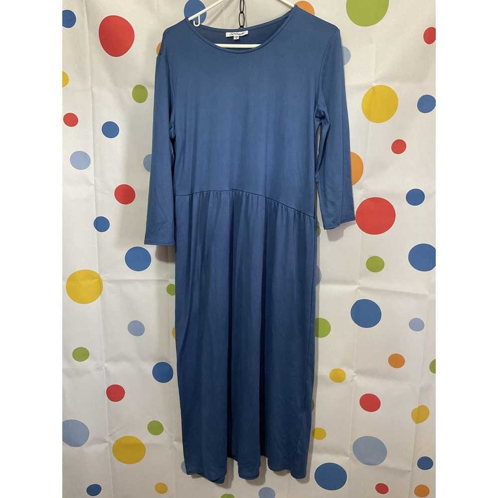 Serengeti Casual Blue Midi Dress size Medium 3/4 … - image 6