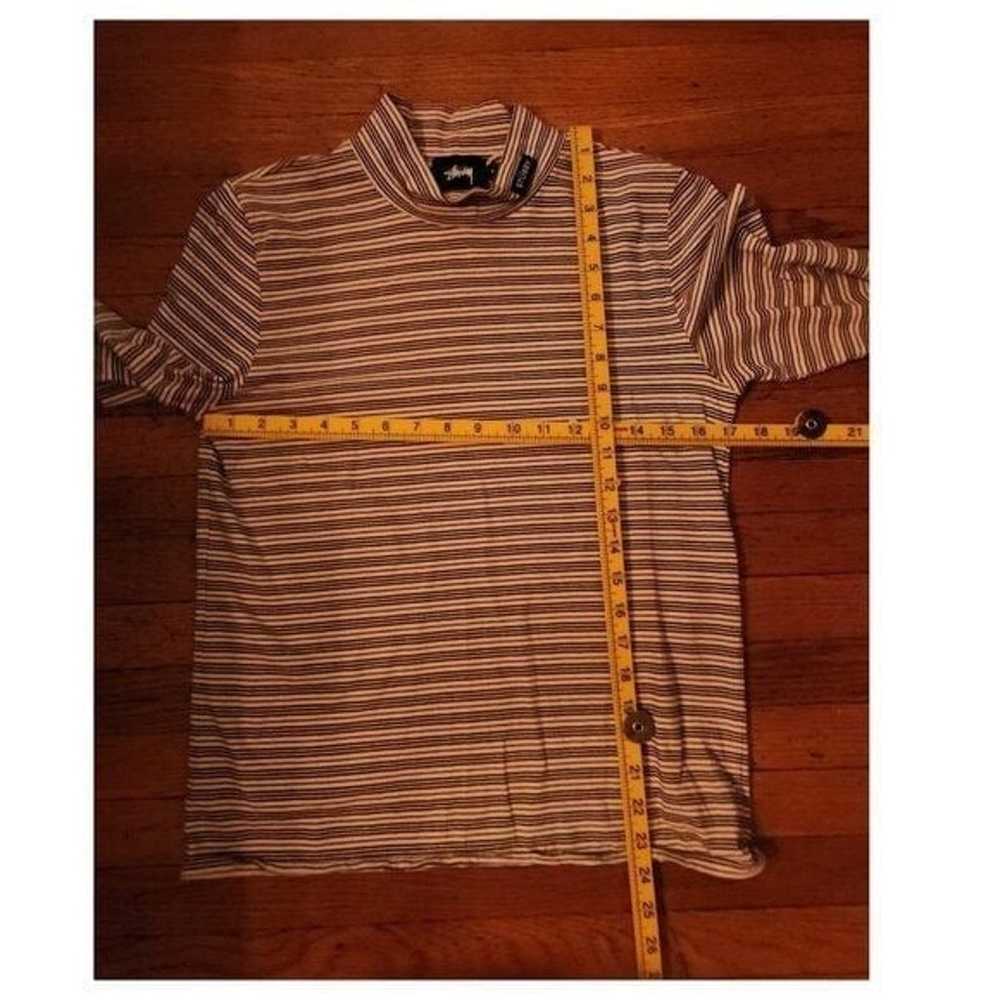 STUSSY Brown Striped Long Sleeve Turtleneck Tee - image 11