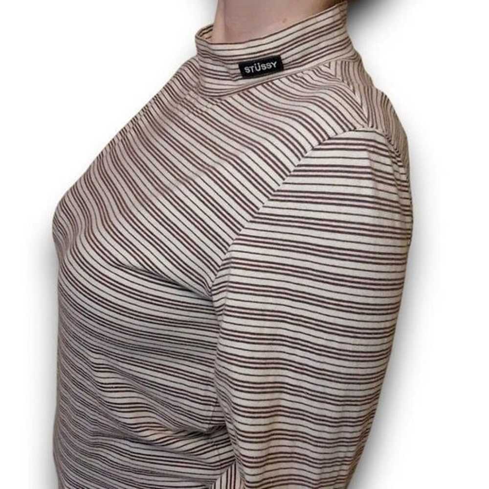 STUSSY Brown Striped Long Sleeve Turtleneck Tee - image 2