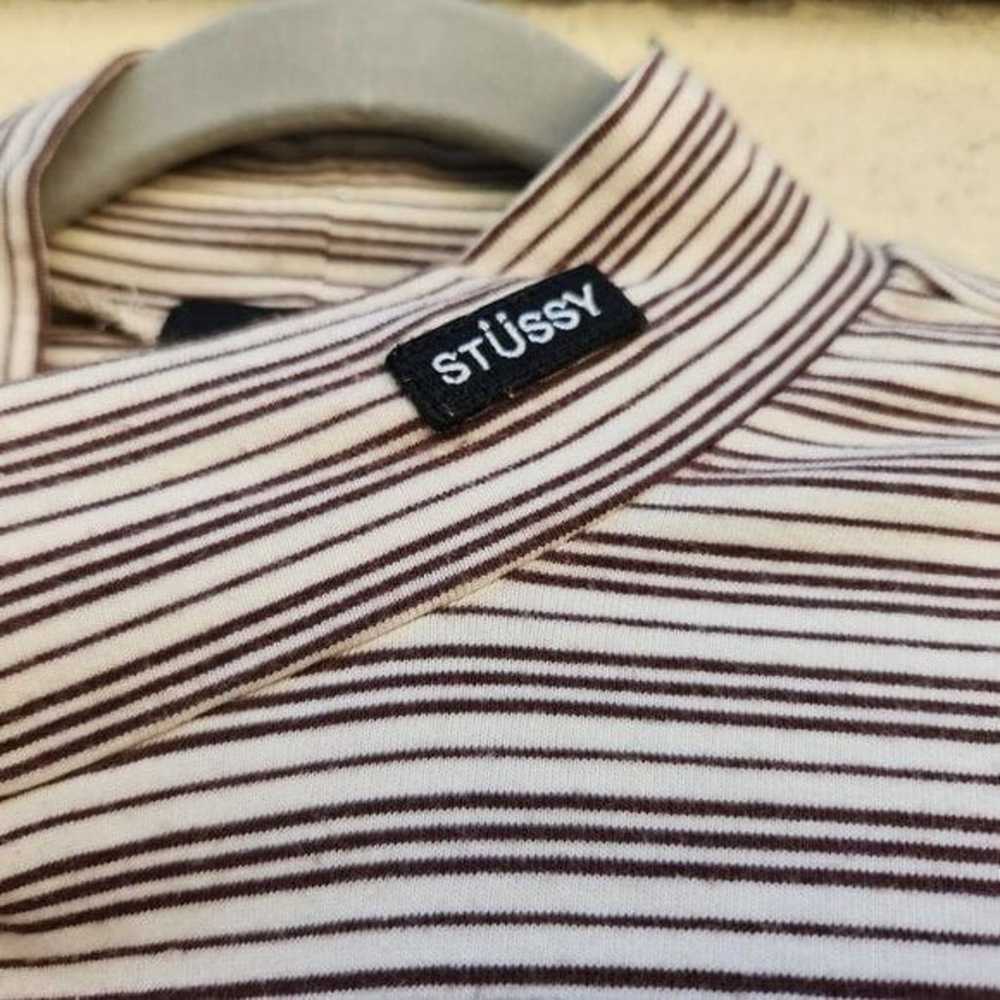 STUSSY Brown Striped Long Sleeve Turtleneck Tee - image 7