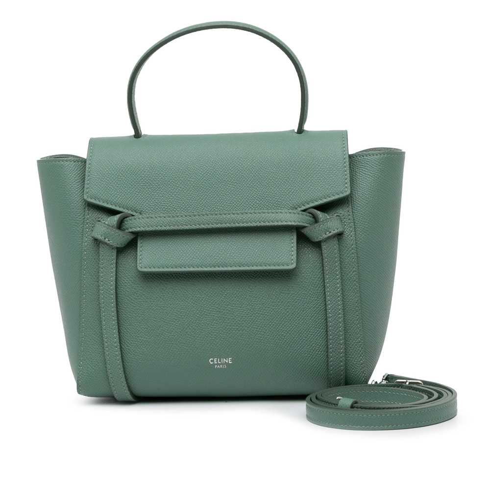 Green Celine Nano Leather Belt Satchel - image 12