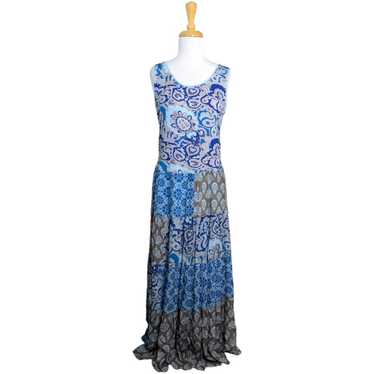 Soft Surroundings Boho Blue Paisley Floral Patchwo