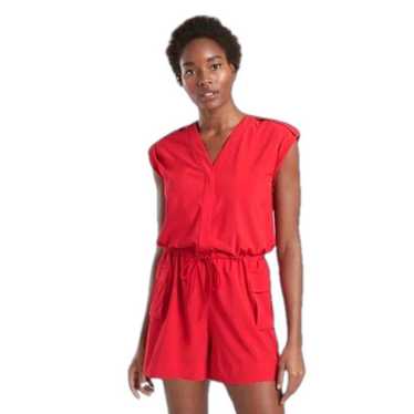 Athleta Red Sutton V Neck Romper