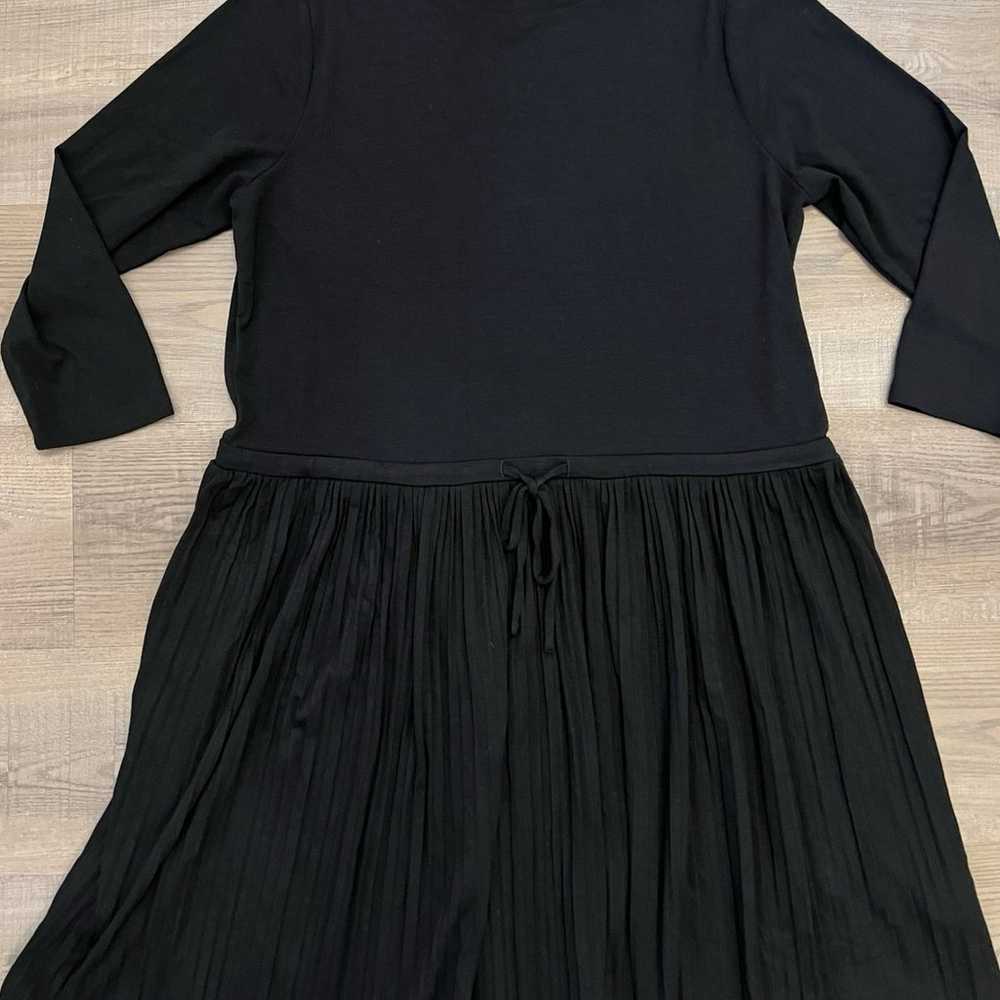 J Jill Pleated Drawstring Black Dress - image 3