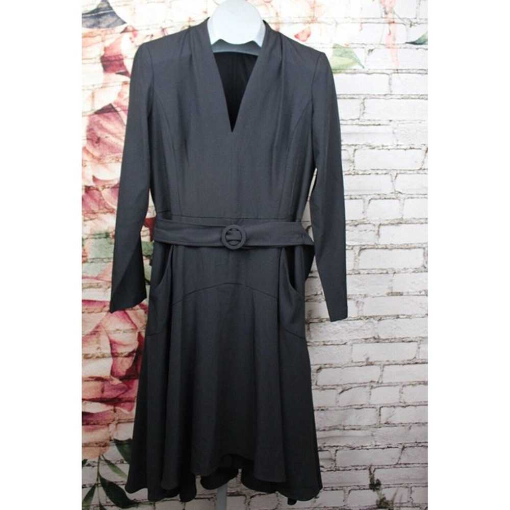 Taylor Womens Size 12 Fit Flare V-Neck Belted Lon… - image 2