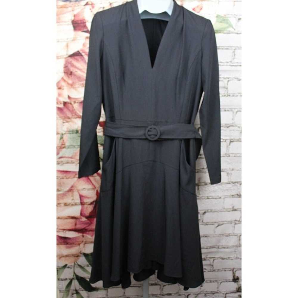 Taylor Womens Size 12 Fit Flare V-Neck Belted Lon… - image 4