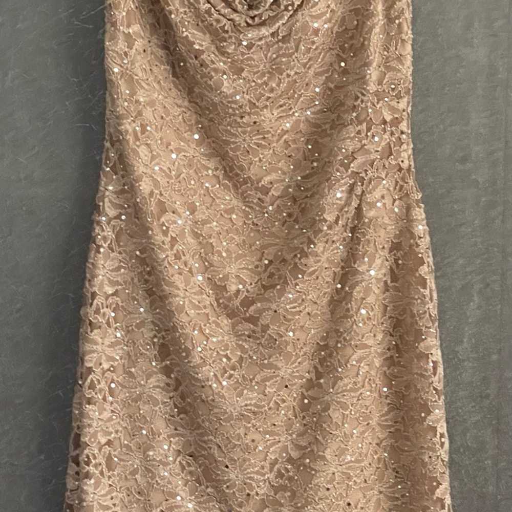 Connected Apparel Plunge Taupe Sheath Sequined Sl… - image 1