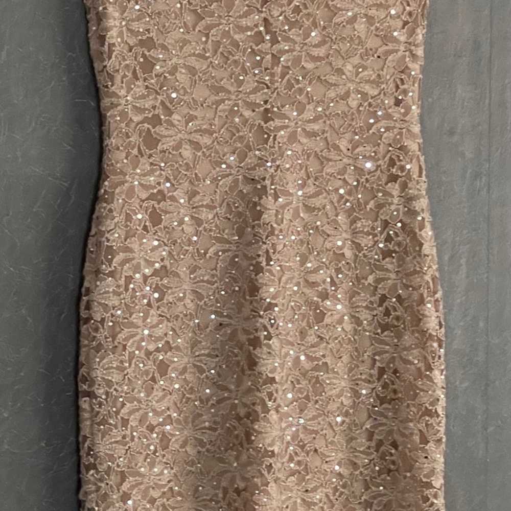 Connected Apparel Plunge Taupe Sheath Sequined Sl… - image 2