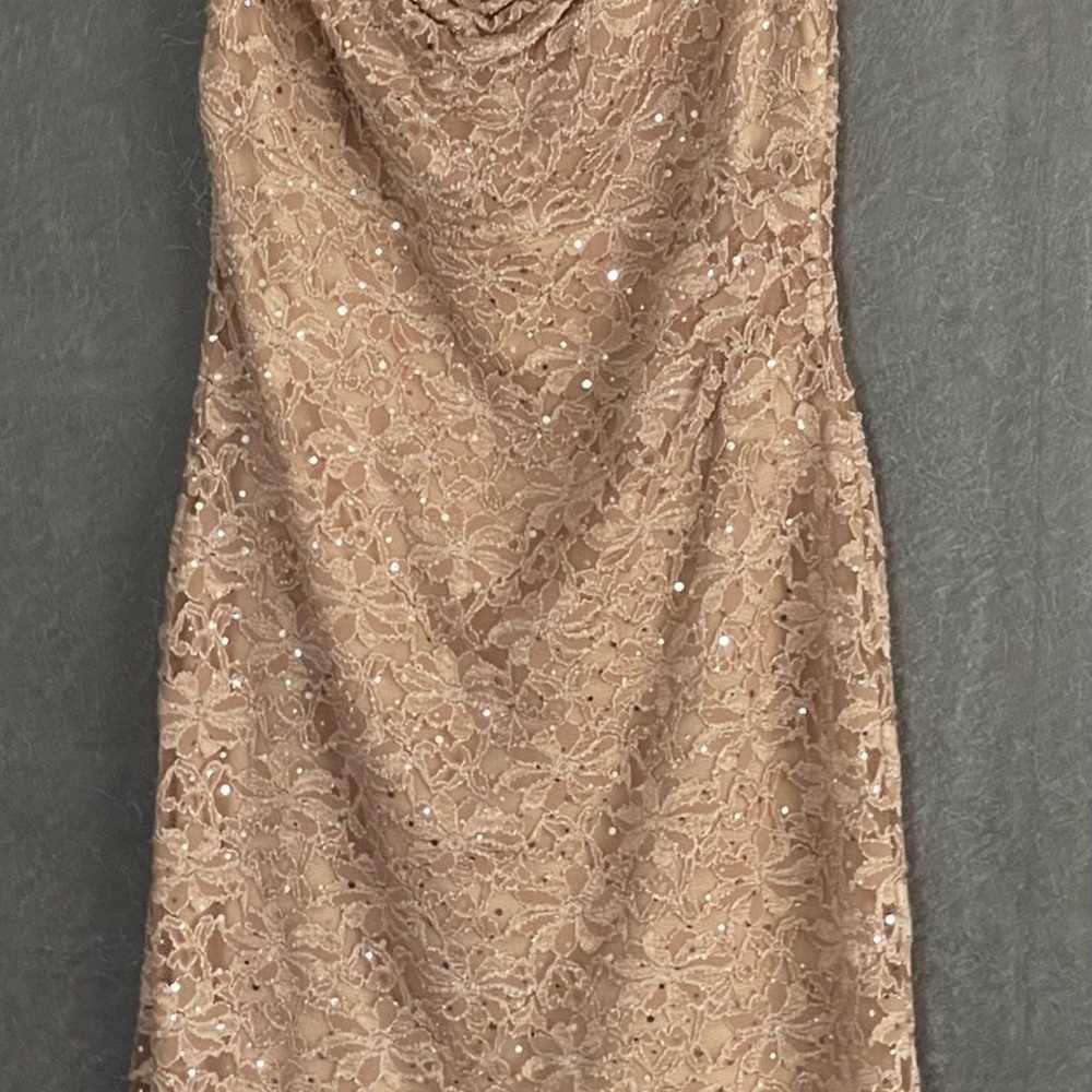 Connected Apparel Plunge Taupe Sheath Sequined Sl… - image 4