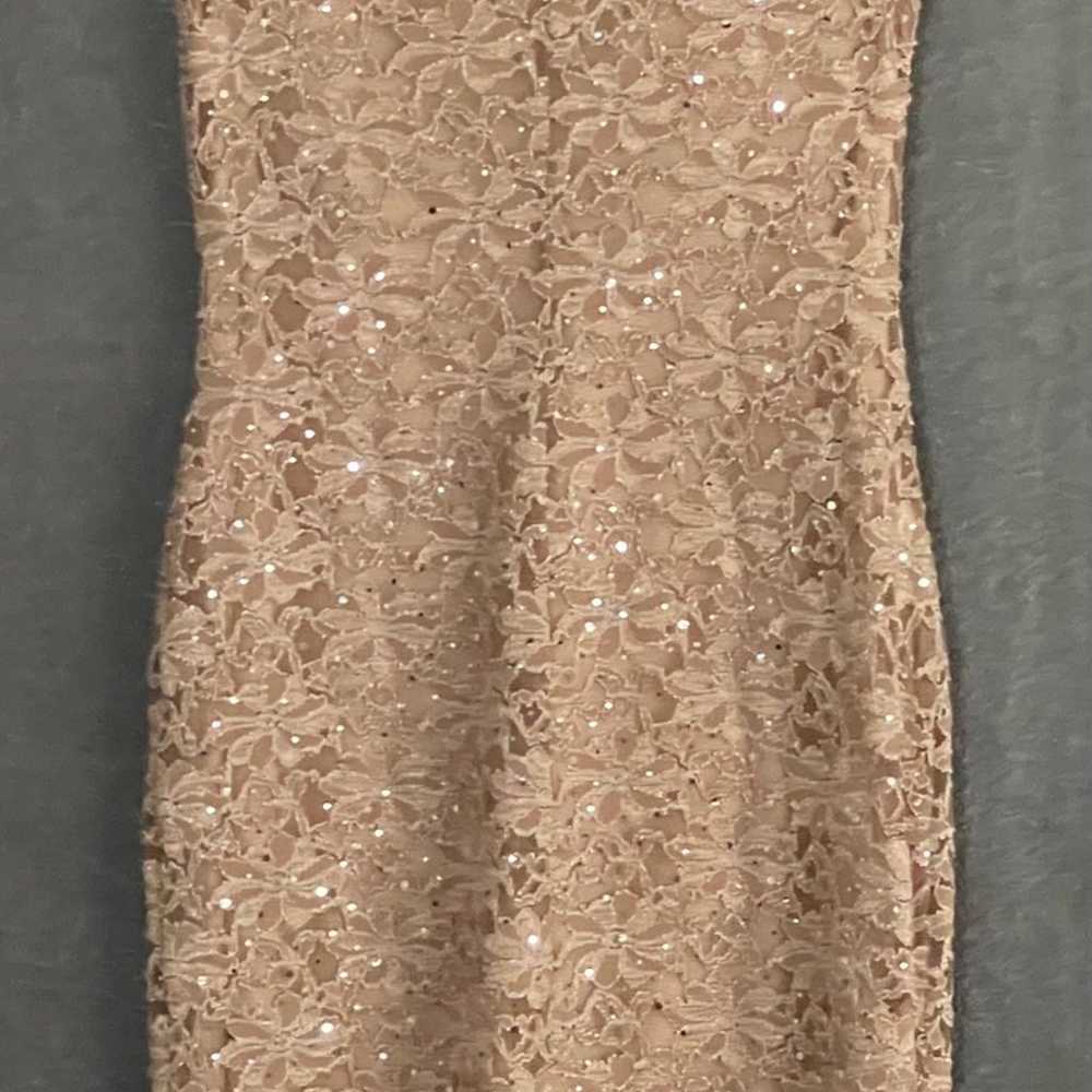 Connected Apparel Plunge Taupe Sheath Sequined Sl… - image 5