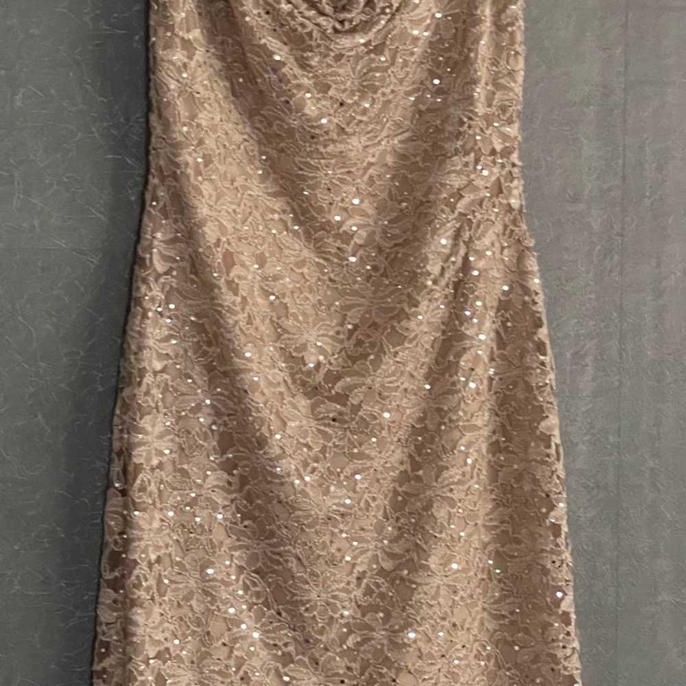 Connected Apparel Plunge Taupe Sheath Sequined Sl… - image 7