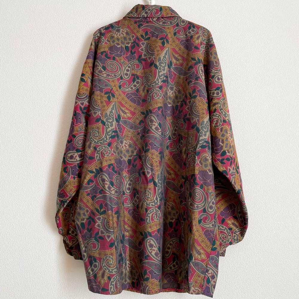 Paisley pattern shirt blouse vintage muted red or… - image 11