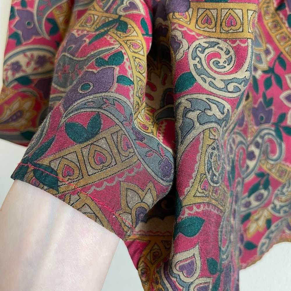 Paisley pattern shirt blouse vintage muted red or… - image 7