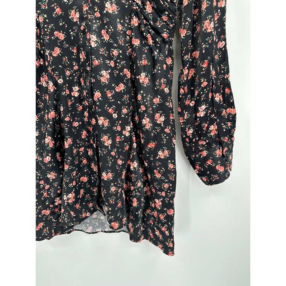 Zara Midi Dress Women Large Black Floral Long Sle… - image 3