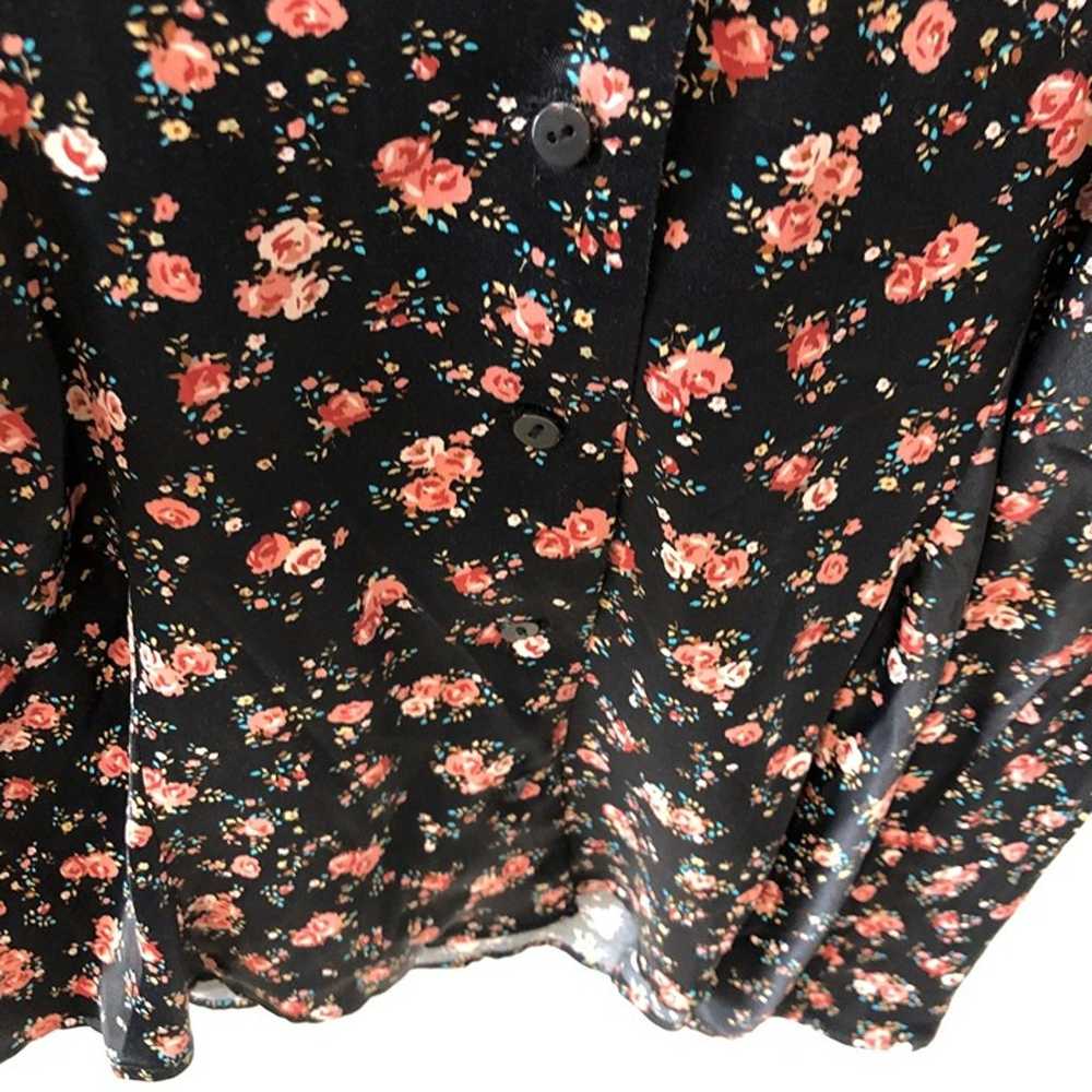 Zara Midi Dress Women Large Black Floral Long Sle… - image 6