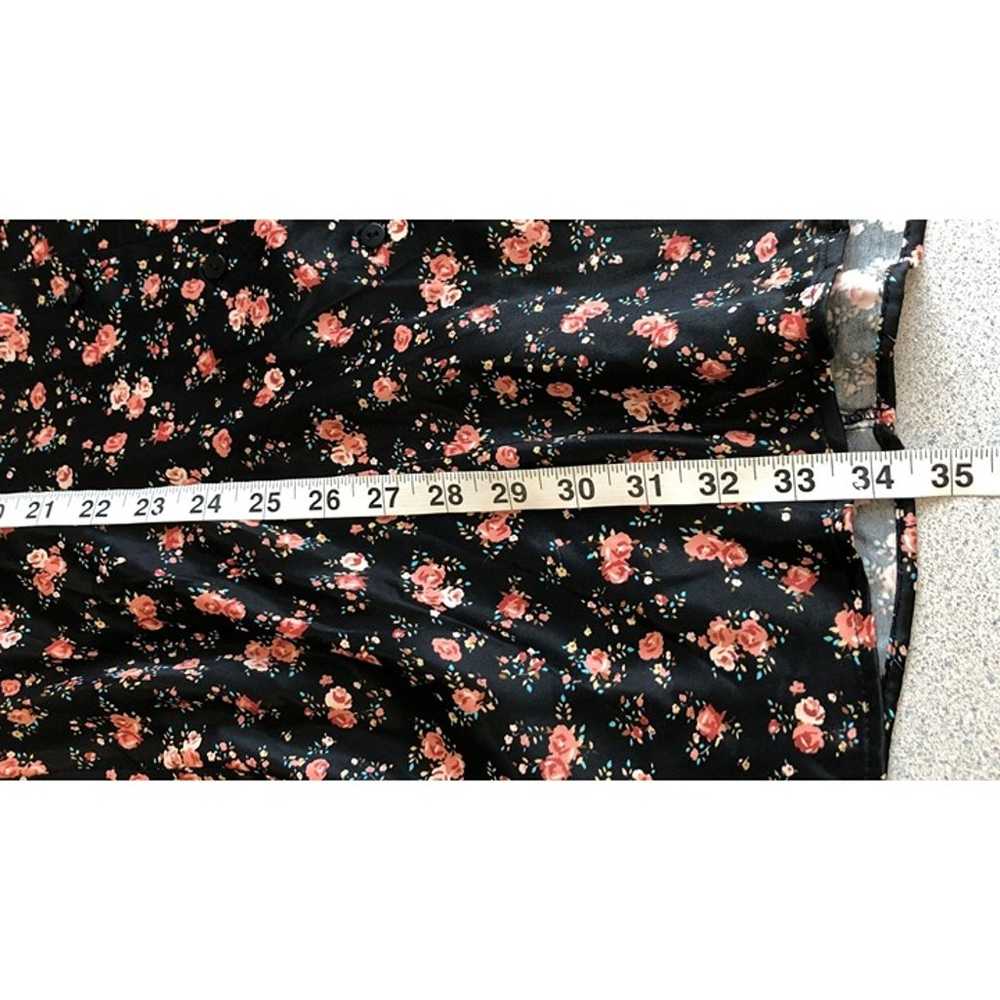 Zara Midi Dress Women Large Black Floral Long Sle… - image 8