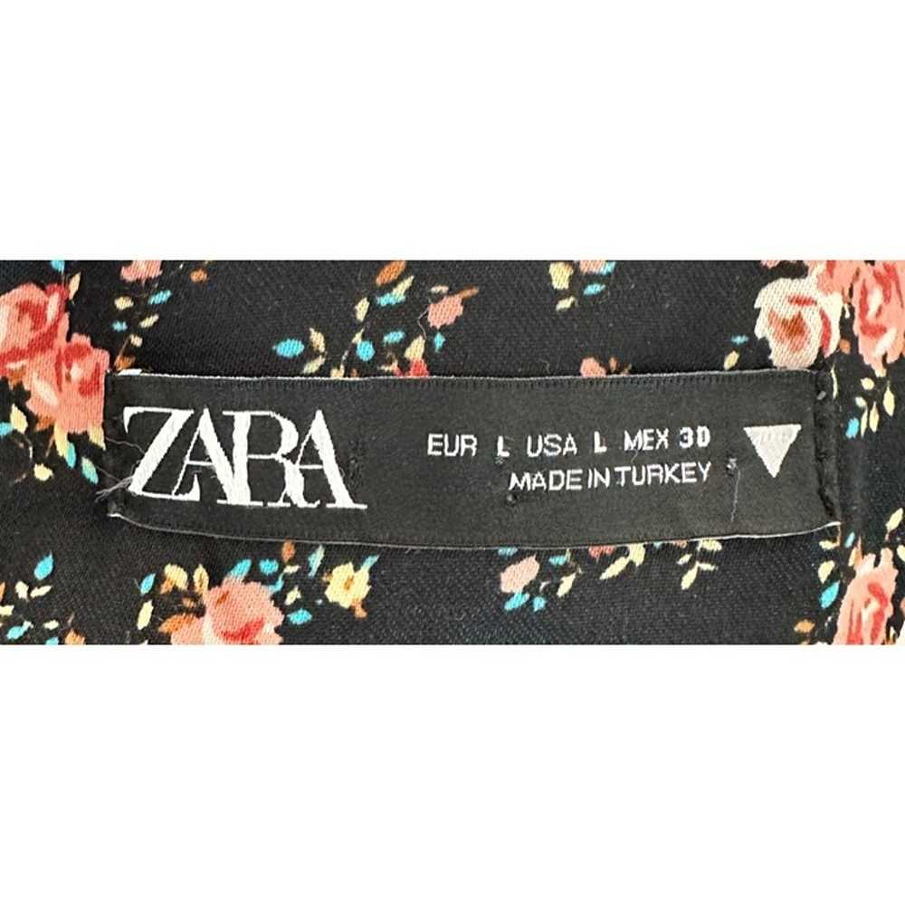 Zara Midi Dress Women Large Black Floral Long Sle… - image 9