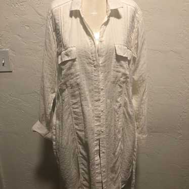 off white 100% cotton shirt-dress size L - image 1