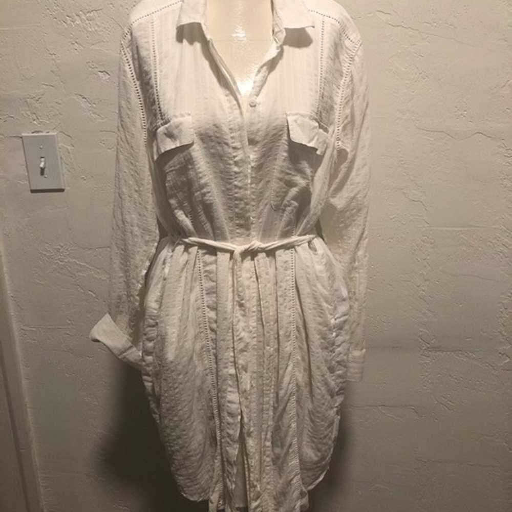 off white 100% cotton shirt-dress size L - image 6