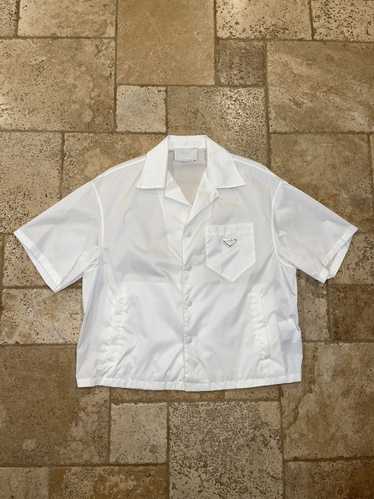 Prada Prada White Re-Nylon Short Sleeve Button Up 