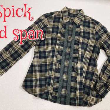 Spick and Span Check Shirt Green Free Made in Jap… - image 1