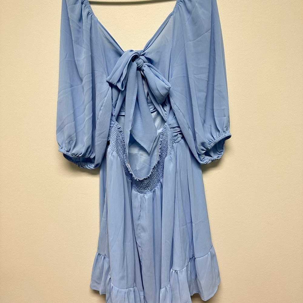 Flowy Blue Dress with Bow - image 2